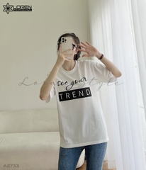 Áo thun nữ LOREN in chữ trắng A2733