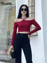 Áo nữ LOREN bo gân chéo cổ A61025