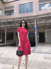 Đầm LOREN xòe cổ tròn đỏ C1130