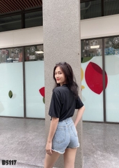 Quần jean short rách tua xanh B5117