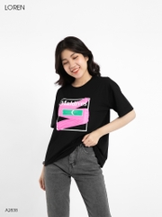 Áo thun nữ LOREN in hình Maldives đen A2838