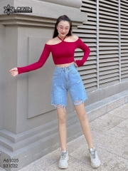 Quần jean ngố nữ LOREN rách tua B31032