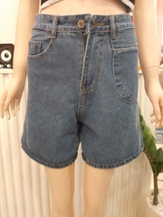 Quần jean ngố kiểu túi trơn xanh B5387