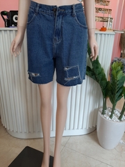 Quần jean ngố rách tua xanh B5239
