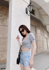 Quần jean short 2 nút tua xanh B5105