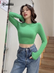 Áo kiểu nữ loren xanh lá tay dài cổ tròn A6912