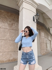 Quần jean short rách tua xanh B5126