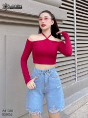 Quần jean ngố nữ LOREN rách tua B31032