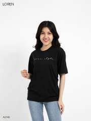 Áo thun nữ LOREN chữ Loren style đen A2742