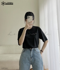 Áo thun nữ LOREN chữ Loren style đen A2742