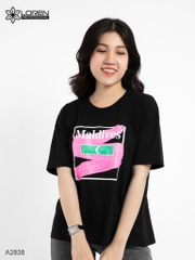 Áo thun nữ LOREN in hình Maldives đen A2838