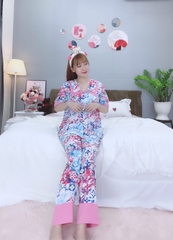 Đồ ngủ pijama tay ngắn quần dài hồng D1674