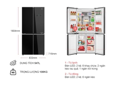 Tủ lạnh Aqua AQR-IG595AM(GB) Inverter 505 lít