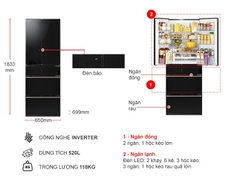 Tủ lạnh Hitachi R-HW540RV (XK) Inverter 540 lít