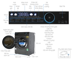 Máy giặt Aqua AQD-DD1101G.PS Inverter 11 kg