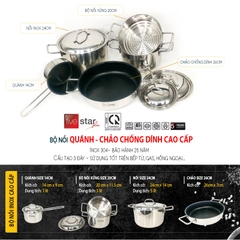 Bộ nồi Fivestar B530403K-FS 5 chiếc inox 3 lớp