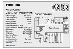 Máy lọc nước RO Toshiba TWP-W2398SVN(M) 10 cấp lọc nóng nguội lạnh block 1 vòi