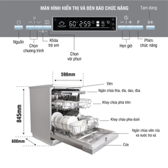 Máy rửa bát Kocher KDEU-8835BL 15 bộ màu đen