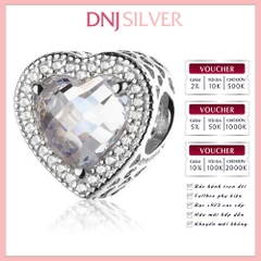 [Chính hãng] Charm bạc 925 cao cấp - Charm Pave Clear Radiant Hearts thích hợp để mix vòng tay charm bạc cao cấp - DN631