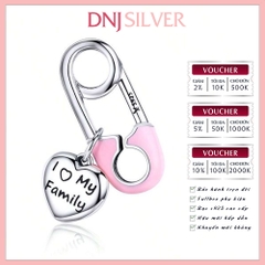 [Chính hãng] Charm bạc 925 cao cấp - Charm Safety Pin I Love My Family thích hợp để mix vòng tay charm bạc cao cấp - DN741