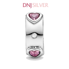 [Chính hãng] Charm bạc 925 cao cấp - Charm Sparkling Pink Hearts thích hợp để mix vòng tay charm bạc cao cấp - DN623