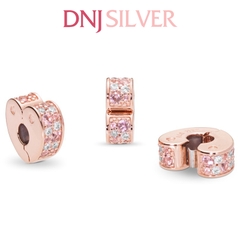 [Chính hãng] Charm bạc 925 cao cấp - Charm  Pink Pavé Heart Clip thích hợp để mix vòng tay charm bạc cao cấp - DN207