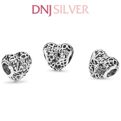 [Chính hãng] Charm bạc 925 cao cấp - Charm Openwork Spring Heart thích hợp để mix vòng tay charm bạc cao cấp - DN346