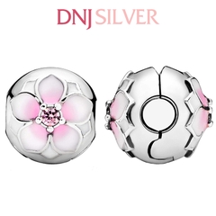 [Chính hãng] Charm bạc 925 cao cấp - Charm Round Pink Magnolia Flower thích hợp để mix vòng tay charm bạc cao cấp - DN323