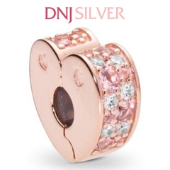 [Chính hãng] Charm bạc 925 cao cấp - Charm  Pink Pavé Heart Clip thích hợp để mix vòng tay charm bạc cao cấp - DN207