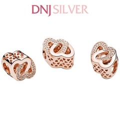 [Chính hãng] Charm bạc 925 cao cấp - Charm Rose Gold Entwined Hearts thích hợp để mix vòng tay charm bạc cao cấp - DN460