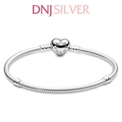 Vòng tay charm bạc 925 cao cấp - Vòng charm Moments Sparkling Heart Pavé Clasp Snake Chain - Vòng tay dành cho nam và nữ - Vòng mềm