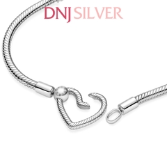 Vòng tay charm bạc 925 cao cấp - Vòng charm Moments Heart Closure Snake Chain - Vòng tay dành cho nam và nữ - Vòng mềm