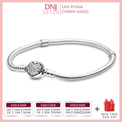 Vòng tay charm bạc 925 cao cấp - Vòng charm Moments Sparkling Heart Clasp Snake Chain - Vòng tay dành cho nam và nữ - Vòng mềm