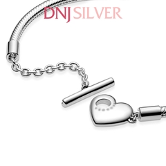Vòng tay charm bạc 925 cao cấp - Vòng charm Moments Heart T-Bar Snake Chain - Vòng tay dành cho nam và nữ - Vòng mềm