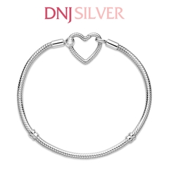 Vòng tay charm bạc 925 cao cấp - Vòng charm Moments Heart Closure Snake Chain - Vòng tay dành cho nam và nữ - Vòng mềm