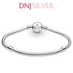 Vòng tay charm bạc 925 cao cấp - Vòng charm Moments Sparkling Blue Disc Clasp Snake Chain - Vòng tay dành cho nam và nữ - Vòng mềm