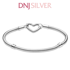 Vòng tay charm bạc 925 cao cấp - Vòng charm Moments Heart Closure Snake Chain - Vòng tay dành cho nam và nữ - Vòng mềm