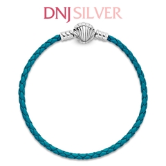 Vòng tay charm bạc 925 cao cấp - Vòng charm Moments Seashell Clasp Turquoise Braided Leather - Vòng tay dành cho nam và nữ - Vòng mềm