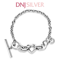 Vòng tay charm bạc 925 cao cấp - Vòng charm Knotted Heart T-Bar - Vòng tay dành cho nam và nữ - Vòng mềm