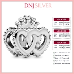 [Chính hãng] Charm bạc 925 cao cấp - Charm Crown & Interwined Hearts thích hợp để mix vòng tay charm bạc cao cấp - DN355