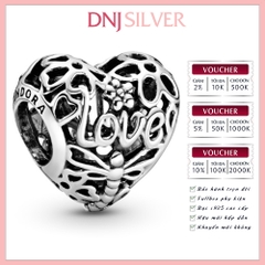 [Chính hãng] Charm bạc 925 cao cấp - Charm Openwork Spring Heart thích hợp để mix vòng tay charm bạc cao cấp - DN346