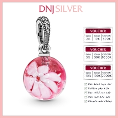 [Chính hãng] Charm bạc 925 cao cấp - Charm Pink Peach Blossom Flower Murano Glass Dangle thích hợp để mix vòng tay charm bạc cao cấp - DN436
