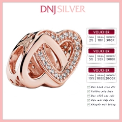 [Chính hãng] Charm bạc 925 cao cấp - Charm Rose Gold Entwined Hearts thích hợp để mix vòng tay charm bạc cao cấp - DN460