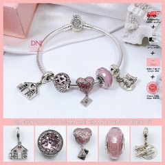 Vòng tay charm bạc 925 cao cấp - Bộ Vòng charm Gia đình luôn là nơi trái tim ta hướng về - Vòng tay dành cho nam và nữ