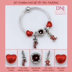 Vòng tay bạc S925, vòng tay charm thời trang phong thủy, Set Charm Chủ Đề Tết Yêu Thương - Mã DS0005