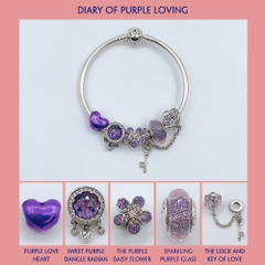 Vòng tay bạc S925, vòng tay charm thời trang phong thủy, Diary Of Purple Loving - Mã DS0008