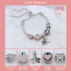 Vòng tay bạc S925, vòng tay charm thời trang phong thủy, I Love Traveling - Mã DS0028