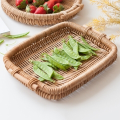 Best Selling Product Rattan Food Serving Basket, Hand Woven Rattan Bread Basket, Natural Fruit Display Tray