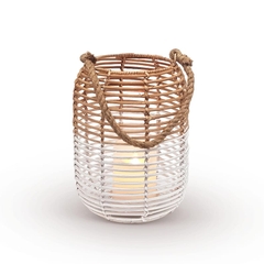 Boho Glow Hand Woven Two-Toned Rattan Lantern - TPCAH0005