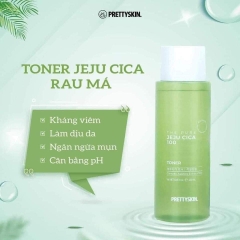 Nước Hoa Hồng Chiết Xuất Rau Má Dành cho Da Dầu Mụn Prettyskin The Pure Jeju Cica 100 Toner 250ml